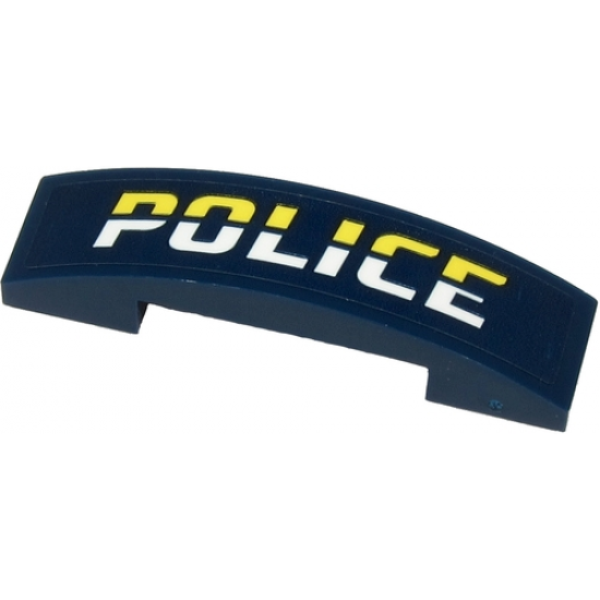 Slope, Curved 4 x 1 Double with Bright Light Yellow and White 'POLICE' on Dark Blue Background Pattern (Sticker) - Set 60274