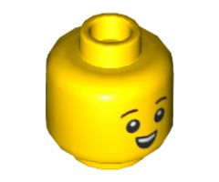 Minifigure, Head Child Reddish Brown Eyebrows, Small Open Smile with Top Teeth Pattern - Hollow Stud