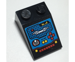 Slope 33 3 x 2 with Control Panel, Screen with Batarang, Lights, Buttons and Switches Pattern (Sticker) - Set 70917