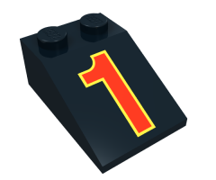 Slope 33 3 x 2 with Red Number 1 and Yellow Trim Pattern
