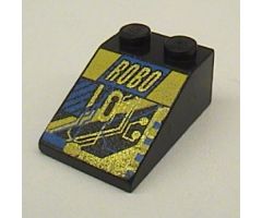 Slope 33 3 x 2 with RoboForce Gold 'ROBO' and Blue and Yellow Circuitry Pattern