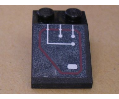 Slope 33 3 x 2 with Siver Circuitry 2 Liness Straight, 1 Line Bent in Red Outline Pattern (Sticker) - Set 7702