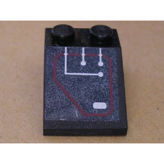 Slope 33 3 x 2 with Siver Circuitry 2 Liness Straight, 1 Line Bent in Red Outline Pattern (Sticker) - Set 7702