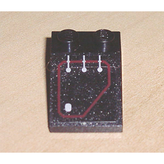Slope 33 3 x 2 with Silver Circuitry 3 Lines Striaght, 1 Dot in Red Outline Pattern (Sticker) - Set 7702