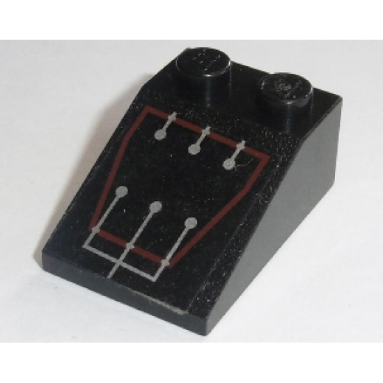 Slope 33 3 x 2 with Silver Circuitry 6 Lines in Red Trapezoid Outline Pattern (Sticker) - Set 7702