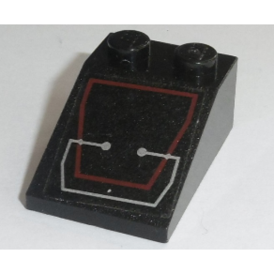 Slope 33 3 x 2 with Silver Circuitry in Red Trapezoid Outline Pattern (Sticker) - Set 7702