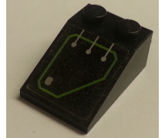 Slope 33 3 x 2 with Silver Circuitry, 3 Lines Straight in Lime Outline Pattern (Sticker) - Set 7709