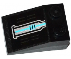 Slope 33 3 x 2 with Vents and Silver and Medium Azure Circuitry Pattern (Sticker) - Set 70169