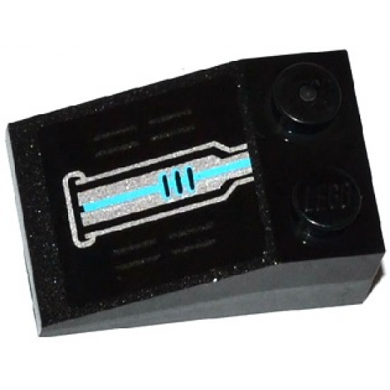 Slope 33 3 x 2 with Vents and Silver and Medium Azure Circuitry Pattern (Sticker) - Set 70169