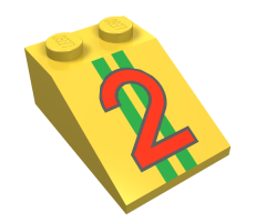 Slope 33 3 x 2 with Red Number 2 and Two Green Stripes Pattern