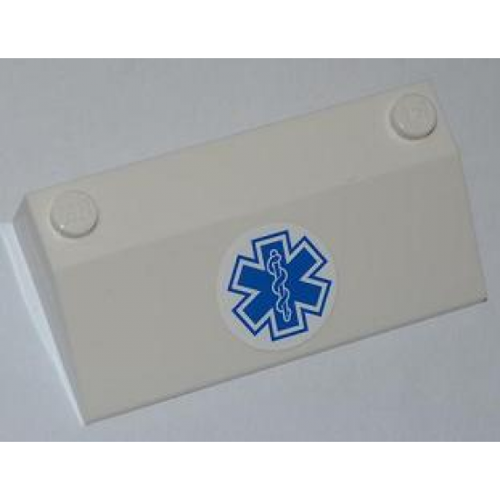 Slope 33 3 x 6 without Inner Walls with Blue EMT Star of Life Pattern on White Background (Sticker) - Set 4431