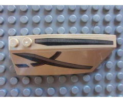 Wedge 8 x 3 x 2 Open Right with Black and Pearl Dark Gray Stripes Pattern (Stickers) - Set 7753