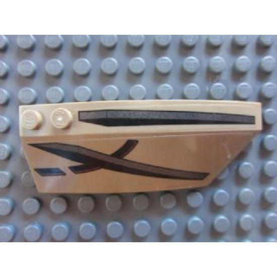 Wedge 8 x 3 x 2 Open Right with Black and Pearl Dark Gray Stripes Pattern (Stickers) - Set 7753