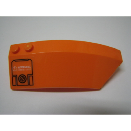 Wedge 8 x 3 x 2 Open Right with Filler Cap and 'WARNING FLAMMABLE LIQUID' Pattern (Sticker) - Set 7706