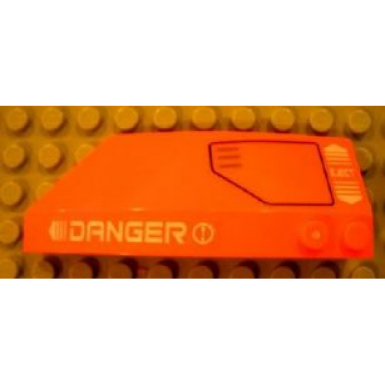 Wedge 8 x 3 x 2 Open Right with White 'DANGER' and 'EJECT', Black Hatch Pattern (Stickers) - Set 7706