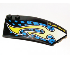 Wedge 8 x 3 x 2 Open Right with 'N2O SYS' and Lime Flames Pattern (Stickers) - Set 8139