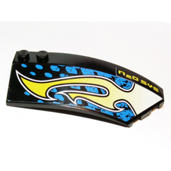 Wedge 8 x 3 x 2 Open Right with 'N2O SYS' and Lime Flames Pattern (Stickers) - Set 8139