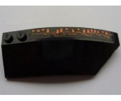 Wedge 8 x 3 x 2 Open Right with Long Orange Claw Pattern (Sticker) - Set 8076