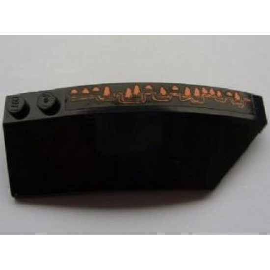 Wedge 8 x 3 x 2 Open Right with Long Orange Claw Pattern (Sticker) - Set 8076