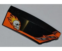 Wedge 8 x 3 x 2 Open Right with Headlights, Skull and Yellow Flames Pattern (Stickers) - Set 7971