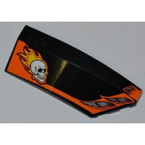 Wedge 8 x 3 x 2 Open Right with Headlights, Skull and Yellow Flames Pattern (Stickers) - Set 7971