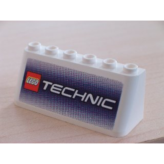 Windscreen 2 x 6 x 2 with LEGO TECHNIC Logo on Blue Background Pattern (Sticker)
