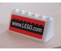 Windscreen 2 x 6 x 2 with 'www.LEGO.com' on Black & Red Background Pattern (Sticker)