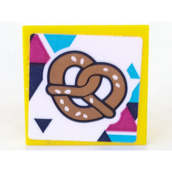 Tile 2 x 2 with Pretzel with Dark Blue, Magenta and Medium Azure Triangles Pattern (Sticker) - Set 41322