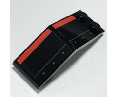 Windscreen 5 x 2 x 1 2/3 with Red Stripe, Dark Bluish Gray Line and Rivets Pattern Model Right Side (Stickers) - Set 70917