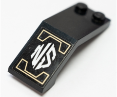 Windscreen 5 x 2 x 1 2/3 with White 'NS' and Gold Lines Pattern Model Left Side (Sticker) - Set 71699