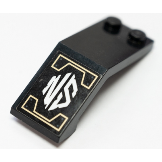 Windscreen 5 x 2 x 1 2/3 with White 'NS' and Gold Lines Pattern Model Left Side (Sticker) - Set 71699
