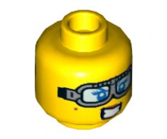 Minifigure, Head Dual Sided Female, Silver Glasses, Large Smile with Teeth / Scared Pattern - Hollow Stud