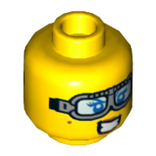 Minifigure, Head Dual Sided Female, Silver Glasses, Large Smile with Teeth / Scared Pattern - Hollow Stud