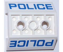 Slope, Inverted 45 4 x 4 Double with 2 Holes with blue 'POLICE' Pattern on Both Sides (Stickers) - Set 60047