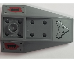 Wedge 6 x 4 Inverted Curved with Bird Skull and Wings with Black Fangs Pattern on Both Sides (Stickers) - Set 70012-2