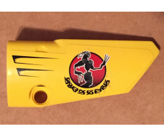 Technic, Panel Fairing # 4 Small Smooth Long, Side B with Vents and Black Hero Factory Figure in Red Circle Pattern (Sticker) - Set 7160