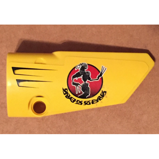 Technic, Panel Fairing # 4 Small Smooth Long, Side B with Vents and Black Hero Factory Figure in Red Circle Pattern (Sticker) - Set 7160