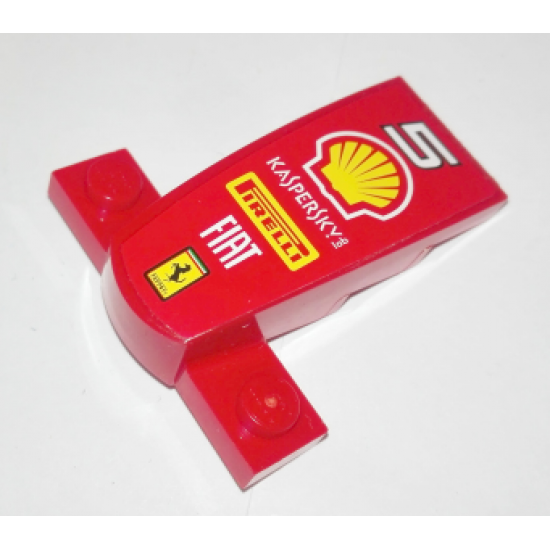 Wedge 4 x 2 x 1 1/3 with 1 x 4 Base with '5', Shell Logo, 'KASPERSKY lab', 'PIRELLI', 'FIAT' and Ferrari Logo Pattern (Sticker) - Set 30190