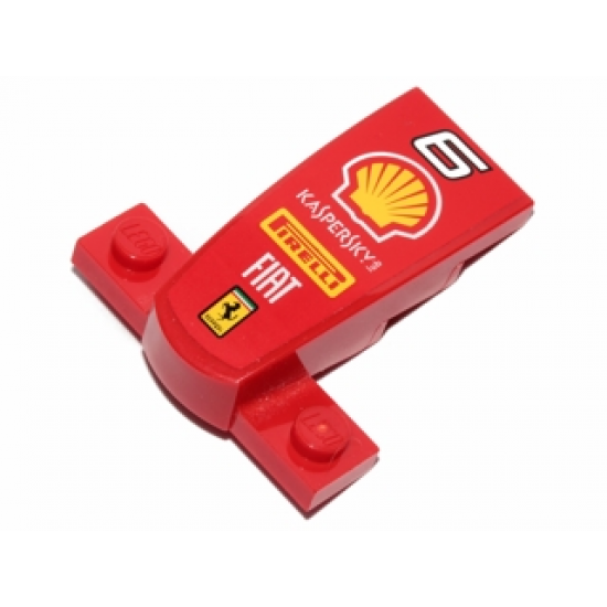 Wedge 4 x 2 x 1 1/3 with 1 x 4 Base with '6', Shell Logo, 'KASPERSKY lab', 'PIRELLI', 'FIAT' and Ferrari Logo Pattern (Sticker) - Set 30190