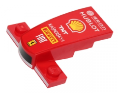 Wedge 4 x 2 x 1 1/3 with 1 x 4 Base with Black and White Stripes, 'HUBLOT', Shell Logo, 'TNT', 'KASPERSKY lab', 'PIRELLI', 'FIAT' and Ferrari Logo Pattern (Sticker) - Set 40190