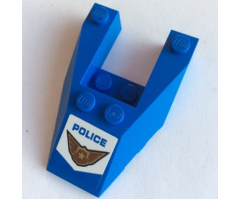 Wedge 6 x 4 Cutout with Stud Notches with Blue 'POLICE' and Badge Pattern (Sticker) - Set 60208