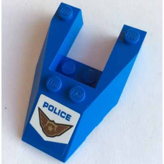 Wedge 6 x 4 Cutout with Stud Notches with Blue 'POLICE' and Badge Pattern (Sticker) - Set 60208