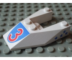 Wedge 6 x 4 Cutout without Stud Notches with Red Number 3 Print & Blue Stars Pattern on Both Sides (Stickers) - Set 6517