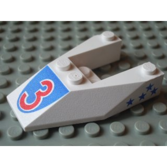 Wedge 6 x 4 Cutout without Stud Notches with Red Number 3 Print & Blue Stars Pattern on Both Sides (Stickers) - Set 6517