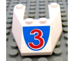 Wedge 6 x 4 Cutout without Stud Notches with Red Number 3 Pattern