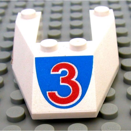 Wedge 6 x 4 Cutout without Stud Notches with Red Number 3 Pattern