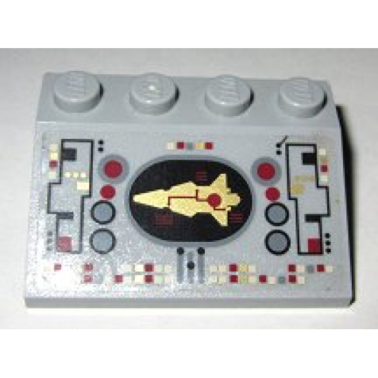 Slope 33 3 x 4 with Control Panel with Gold Spaceship Pattern (Sticker) - Set 8039