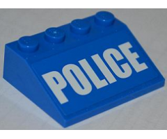 Slope 33 3 x 4 with White 'POLICE' Bold Narrow Font on Blue Background Pattern (Sticker) - Set 4205