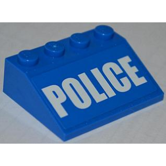 Slope 33 3 x 4 with White 'POLICE' Bold Narrow Font on Blue Background Pattern (Sticker) - Set 4205