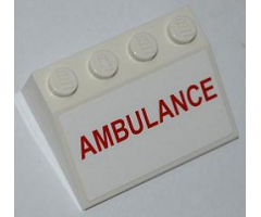 Slope 33 3 x 4 with Red 'AMBULANCE' Pattern (Sticker) - Set 4431